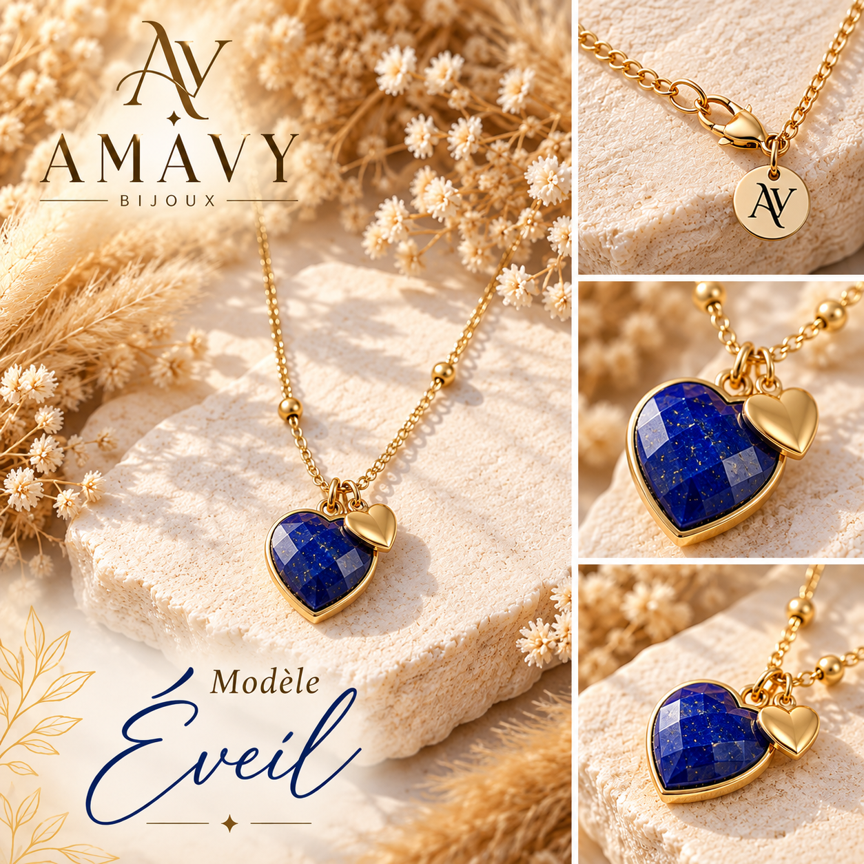 Pendentif Éveil aux tons bleu profond