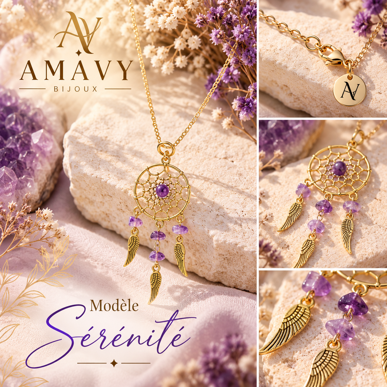 Collier Sérénité aux tons violets
