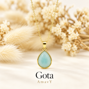 Collier Gota en amazonite vert d’eau en forme de goutte, AmavY