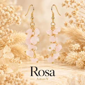 Boucles d’oreilles Rosa en quartz rose avec attaches visibles – AmavY