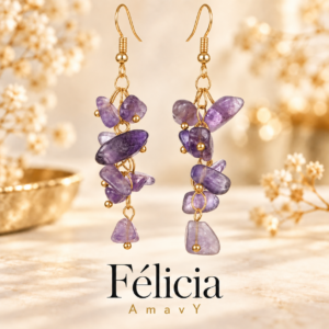 Boucles d’oreilles Félicia en améthyste avec attaches visibles – AmavY